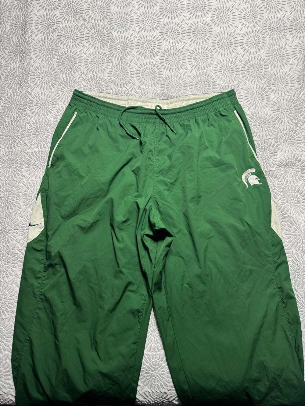 Vintage Nike Team Michigan State Spartans Green White Track Pants Size 4XL